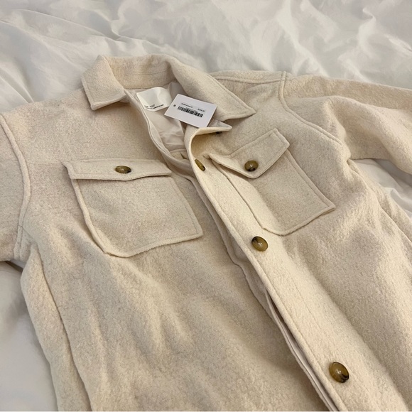 NWT Oak + Fort Wool Shirt Jacket (Shacket) cream beige - Picture 5 of 6